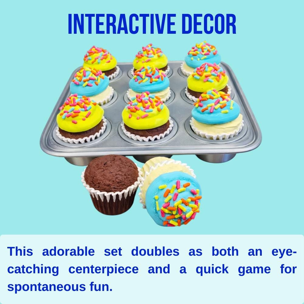 Magnetic Cupcake Tic-Tac-Toe Game, 3D Printed Dessert-Themed Board Game with Detachable Frosting Pieces