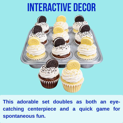 Magnetic Cookie Cupcake Tic-Tac-Toe Game, 3D Printed Dessert-Themed Board Game with Detachable Frosting Pieces