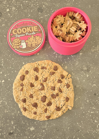 3D Printed Chocolate Chip Cookie Puzzle, 62-Piece Adult Jigsaw Puzzle, Cookie Puzzle Gift, Novelty Puzzle with Cookie Tin Container