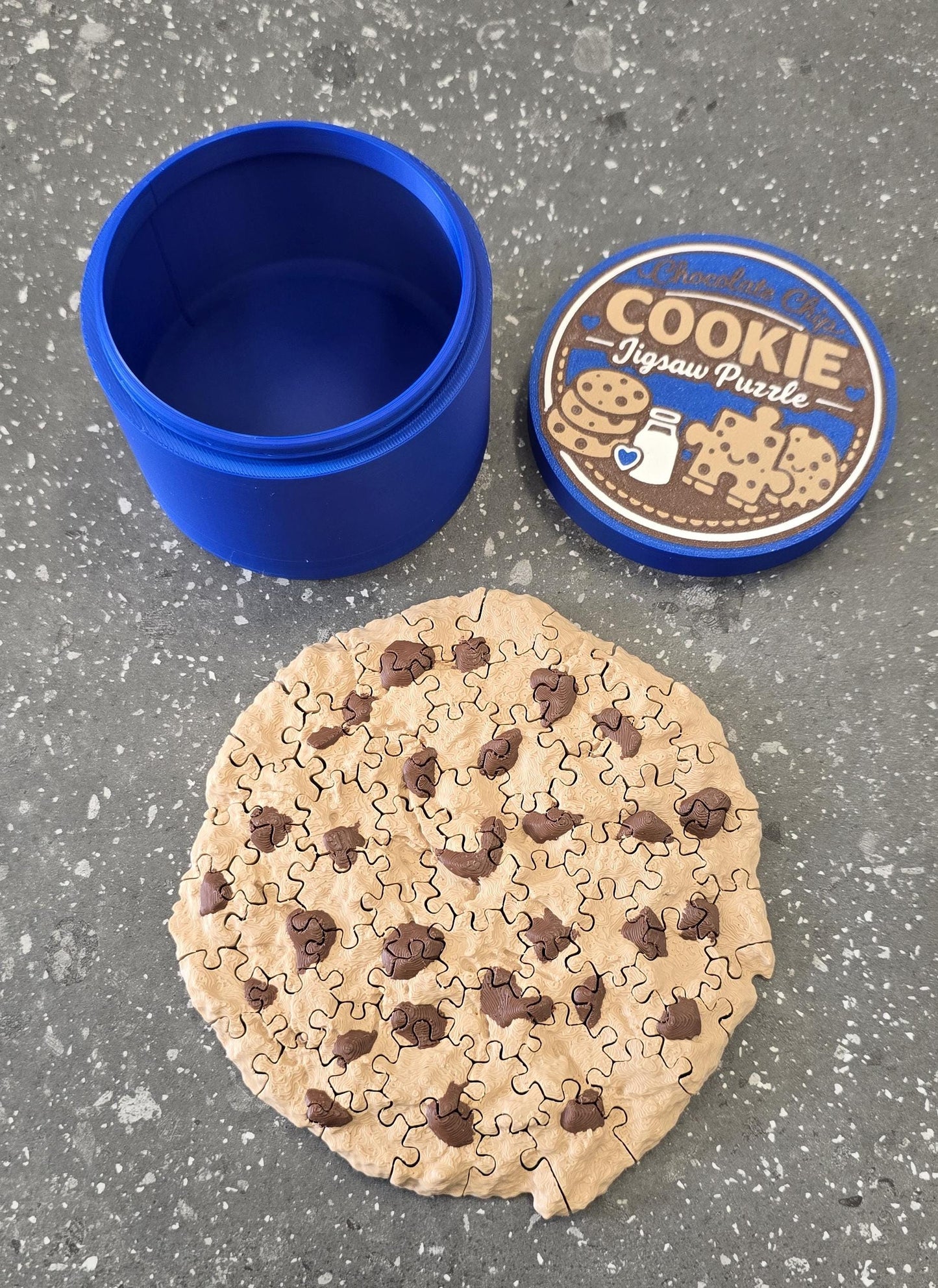 3D Printed Chocolate Chip Cookie Puzzle, 62-Piece Adult Jigsaw Puzzle, Cookie Puzzle Gift, Novelty Puzzle with Cookie Tin Container