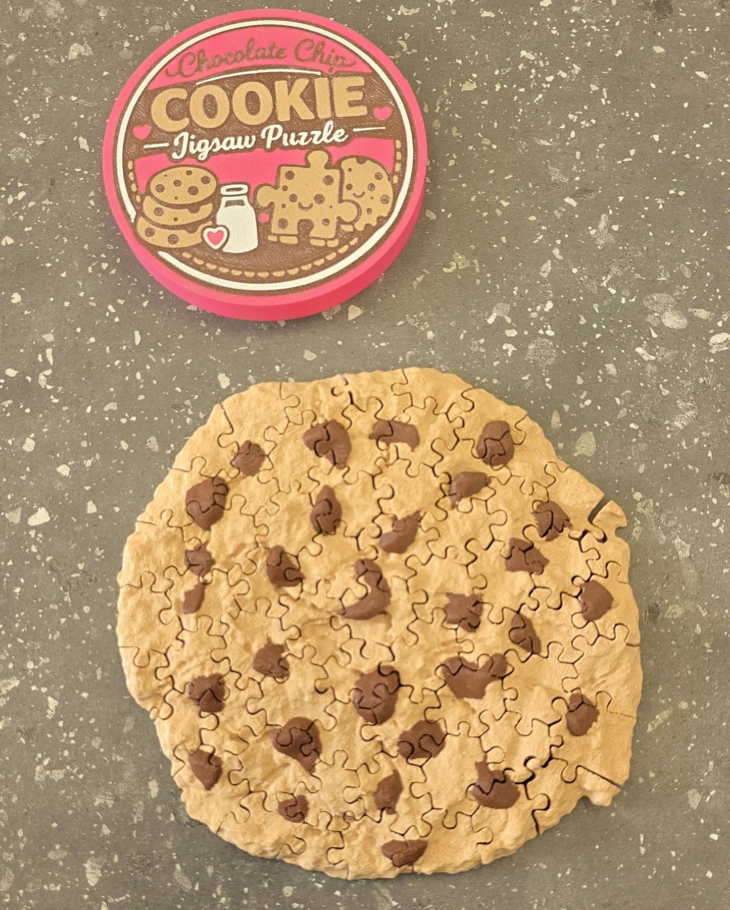 3D Printed Chocolate Chip Cookie Puzzle, 62-Piece Adult Jigsaw Puzzle, Cookie Puzzle Gift, Novelty Puzzle with Cookie Tin Container