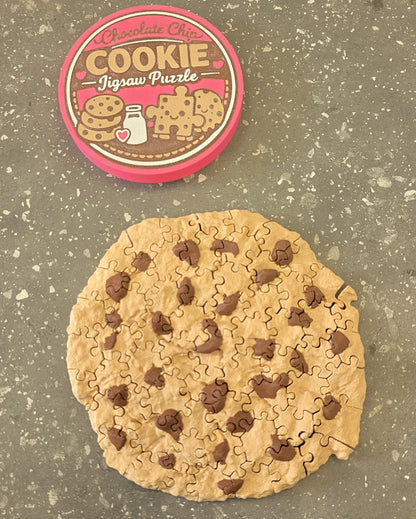 3D Printed Chocolate Chip Cookie Puzzle, 62-Piece Adult Jigsaw Puzzle, Cookie Puzzle Gift, Novelty Puzzle with Cookie Tin Container