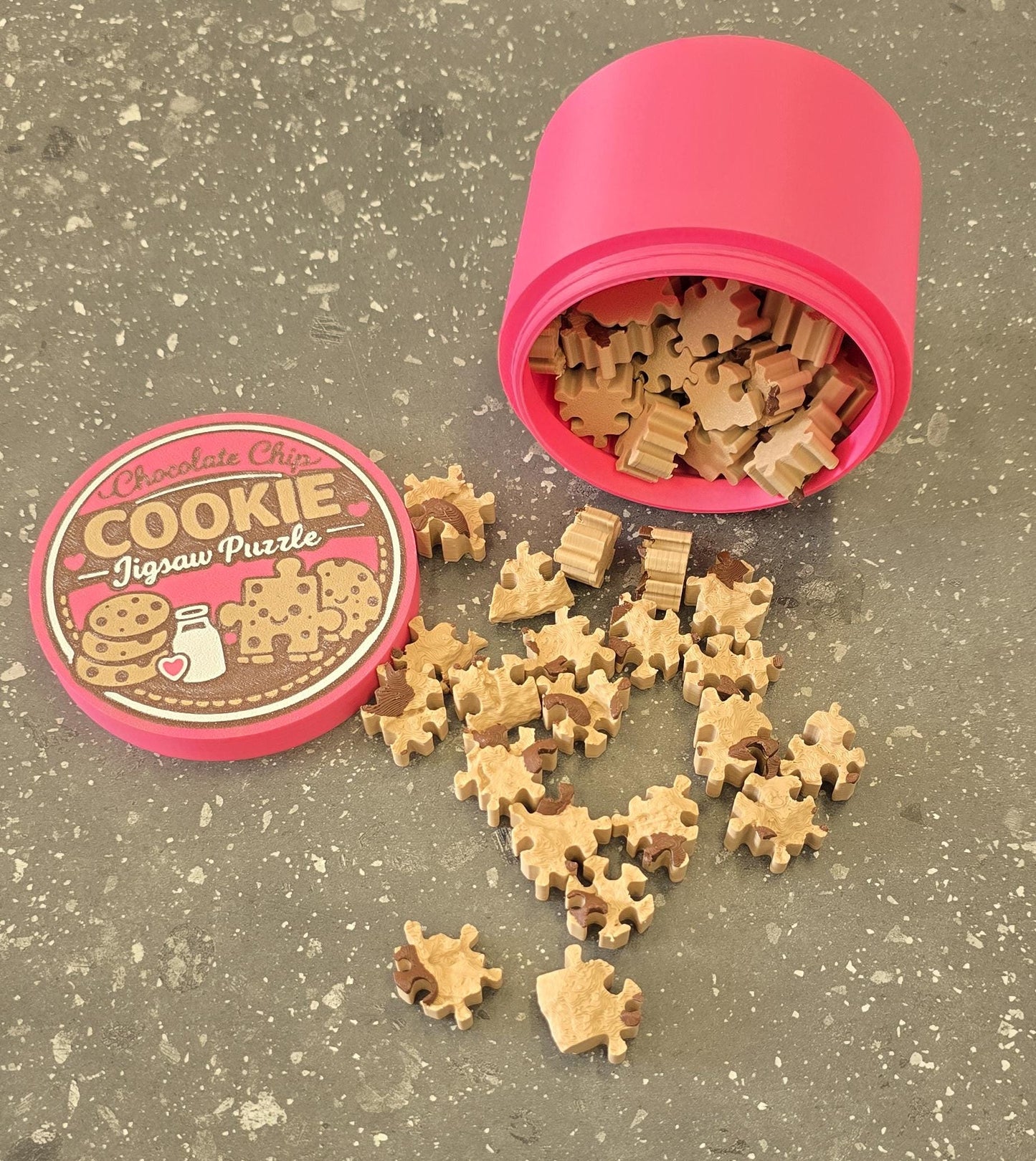 3D Printed Chocolate Chip Cookie Puzzle, 62-Piece Adult Jigsaw Puzzle, Cookie Puzzle Gift, Novelty Puzzle with Cookie Tin Container