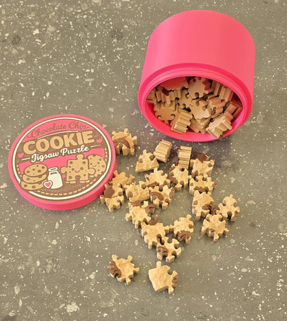 3D Printed Chocolate Chip Cookie Puzzle, 62-Piece Adult Jigsaw Puzzle, Cookie Puzzle Gift, Novelty Puzzle with Cookie Tin Container