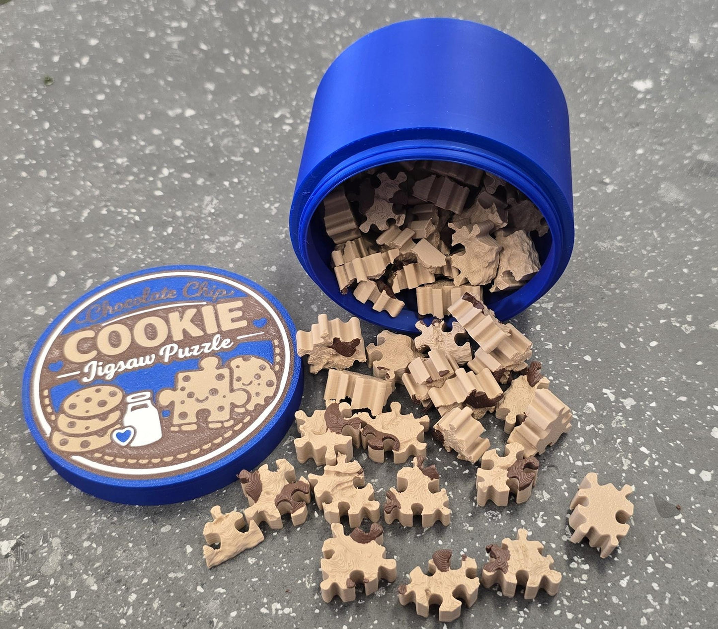3D Printed Chocolate Chip Cookie Puzzle, 62-Piece Adult Jigsaw Puzzle, Cookie Puzzle Gift, Novelty Puzzle with Cookie Tin Container