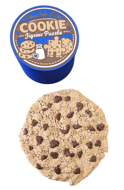 3D Printed Chocolate Chip Cookie Puzzle, 62-Piece Adult Jigsaw Puzzle, Cookie Puzzle Gift, Novelty Puzzle with Cookie Tin Container