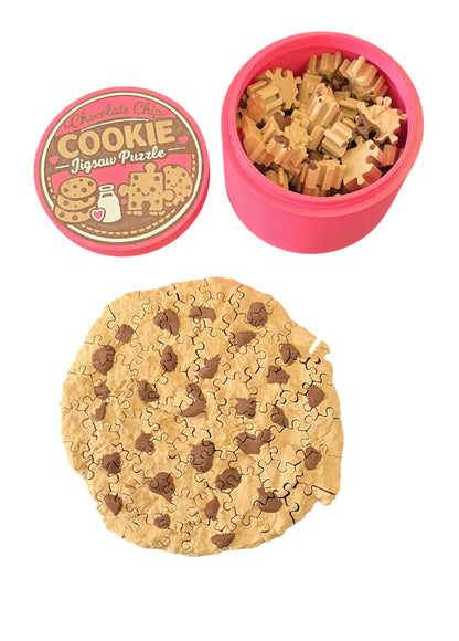 3D Printed Chocolate Chip Cookie Puzzle, 62-Piece Adult Jigsaw Puzzle, Cookie Puzzle Gift, Novelty Puzzle with Cookie Tin Container