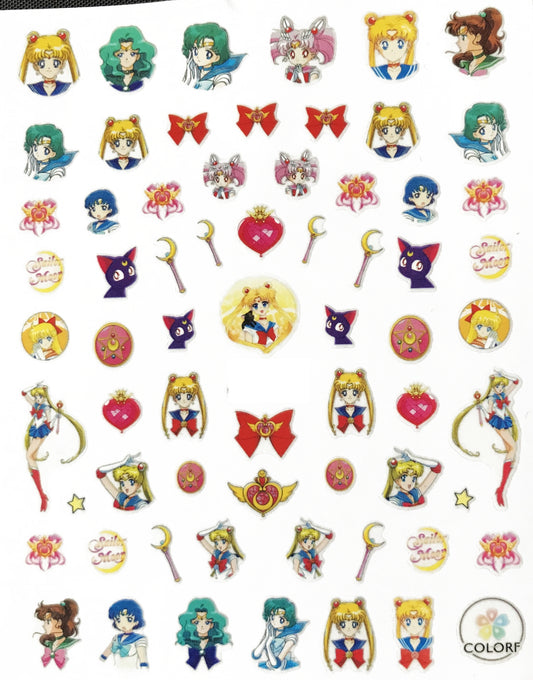 Anime Sailor Kawaii Nail Stickers - Manga Cartoon - Geek, Love, Heart, Bows, Sailor Jupiter Stickers Kawaii - Moon