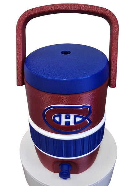 Hockey Playoff Can Koozie – Red, Blue & White 3D Printed Can Holder with Lid | Porte-canette hockey séries éliminatoires
