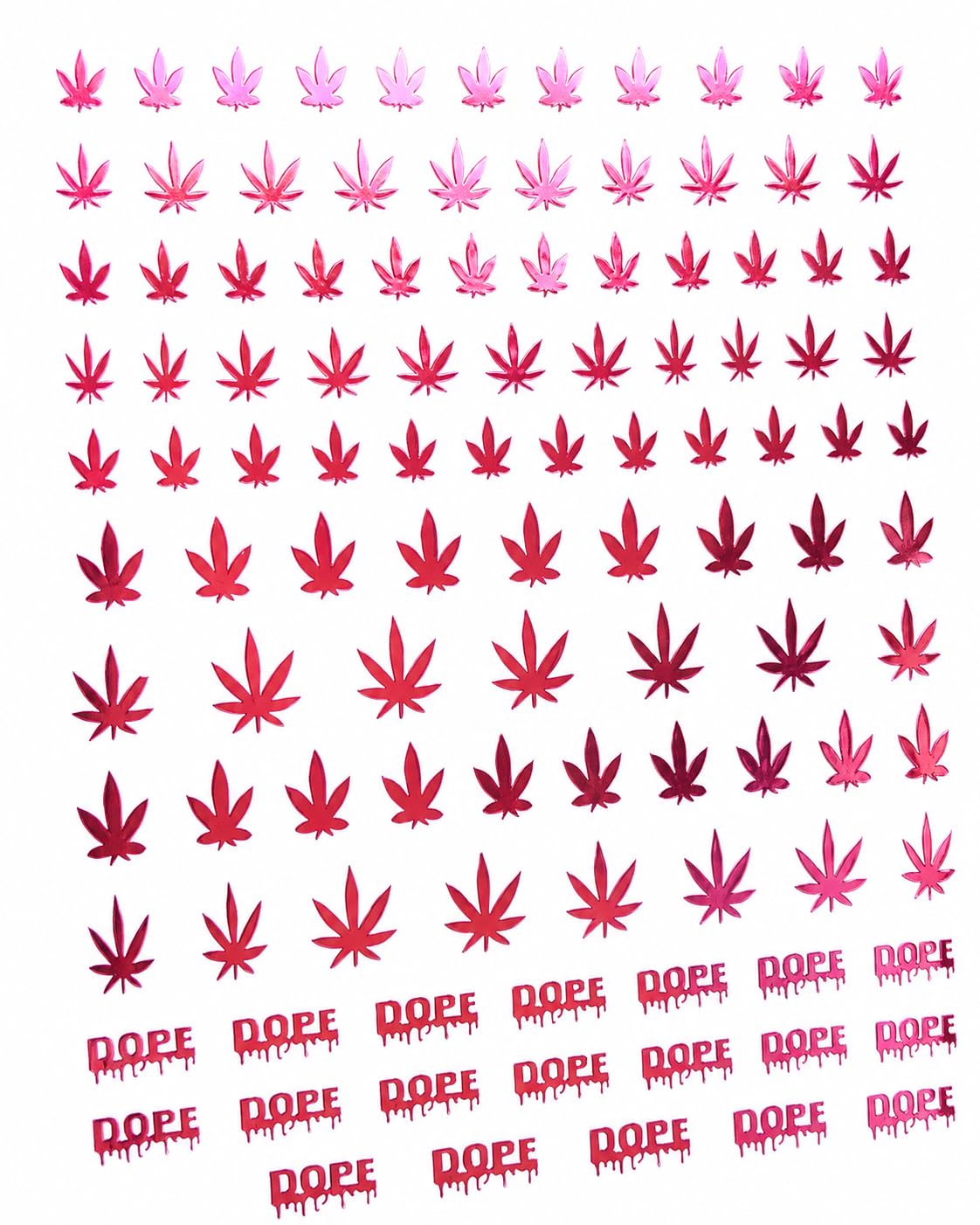 Mary Jane Pink Cannabis Leaf Nail Stickers, Weed Marijuana Nail Art Decals, Dope Nails, 420 Stoner Manicure, Pot Leaf Nail Design, Pink