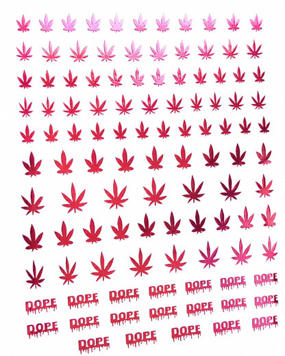 Mary Jane Pink Cannabis Leaf Nail Stickers, Weed Marijuana Nail Art Decals, Dope Nails, 420 Stoner Manicure, Pot Leaf Nail Design, Pink