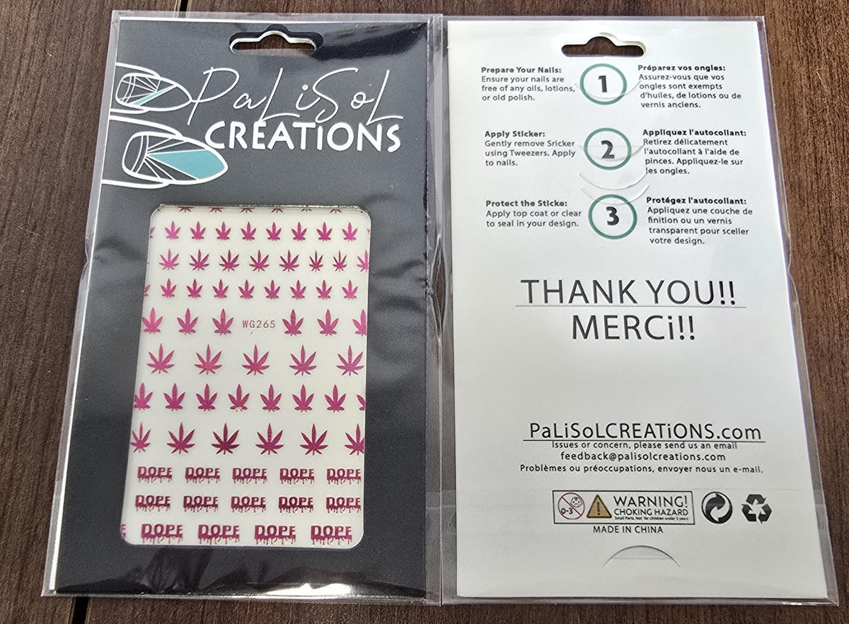 Mary Jane Pink Cannabis Leaf Nail Stickers, Weed Marijuana Nail Art Decals, Dope Nails, 420 Stoner Manicure, Pot Leaf Nail Design, Pink