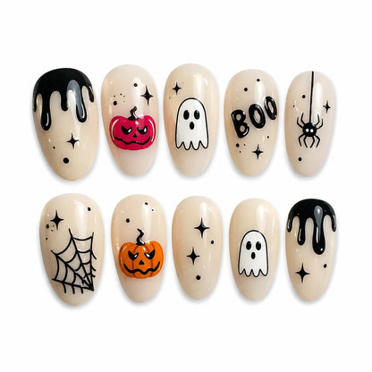 Cute Halloween Nail Art Stickers, Ghost Pumpkin Spider Web Boo Bat Self-Adhesive Nail Decals for Acrylic Gel Natural Nails | DIY Manicure Supplies