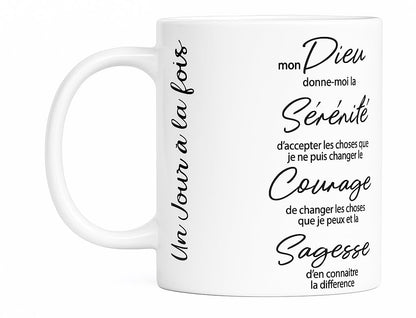 12 oz Handmade Recovery Mug – Unity • Service • Recovery Design + French Serenity Prayer/Tasse faite à la Main 12 oz – Unité • Service • Rétablissement + Prière de la Sérénité