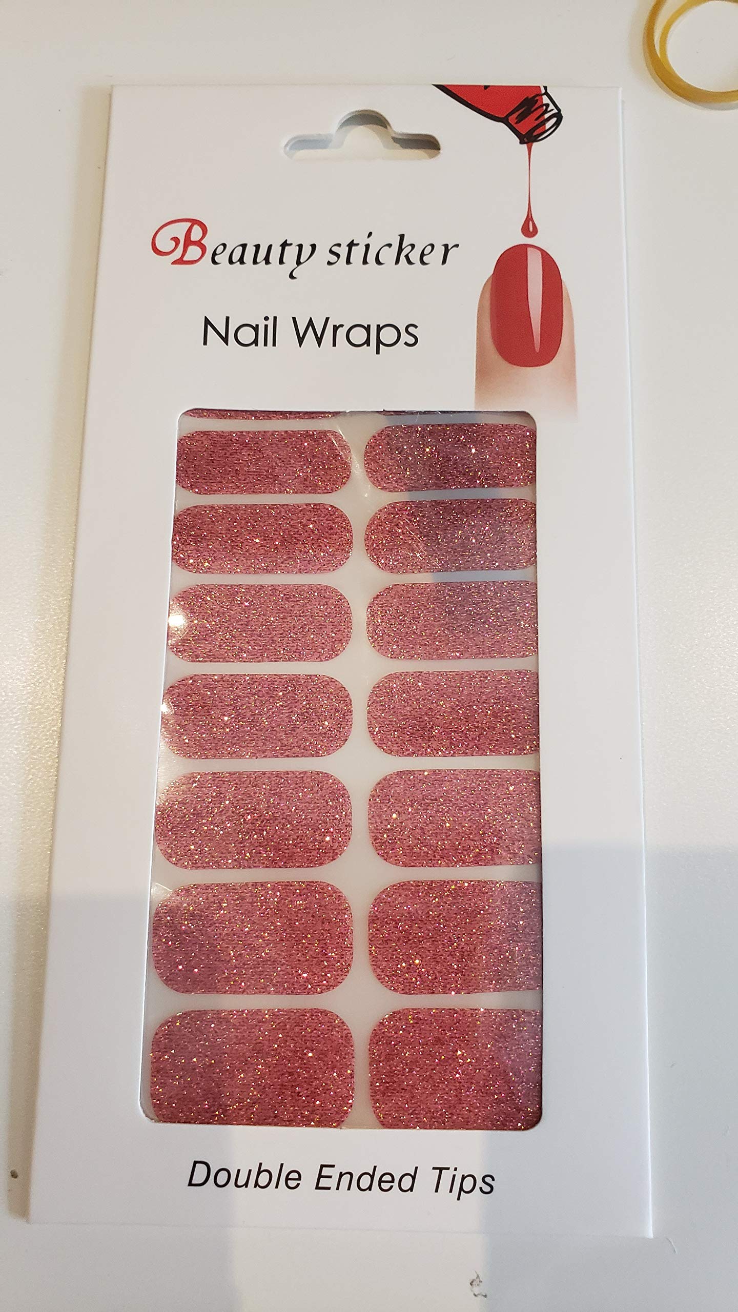 Full Sheet of 14 Coral Glitter fingernail Wraps, Stunning!