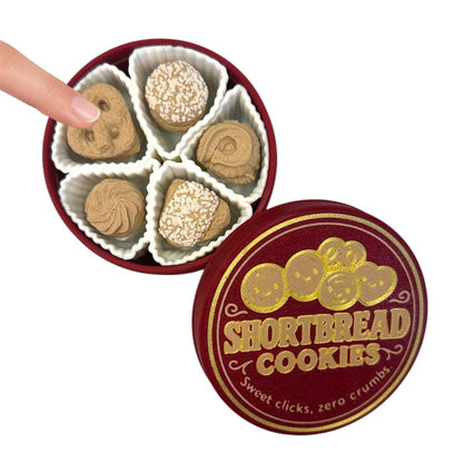 NOT A Toy – Shortbread Cookie Tin–Style Adult Desk Clicker (Red), Decorative Desk Accessory, Ages 14+ / Accessoire de Bureau Décoratif - Tactile Desk Accessory - Sensory Desk Object