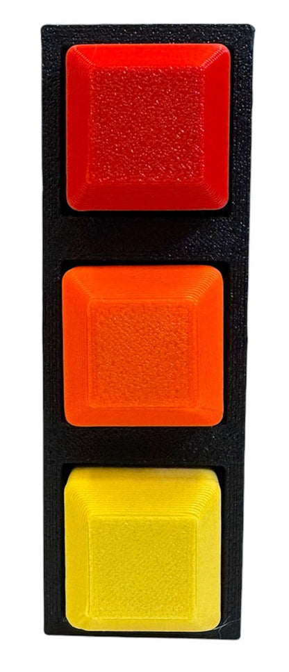 Triple-Sensory Spike Fidget Keychain – Silent Keycaps – Yellow/Orange/Red Stim Stick – 3"×1"×0.9" / Porte-clés Fidget à Pointes – Touches Silencieuses – Jaune/Orange/Rouge