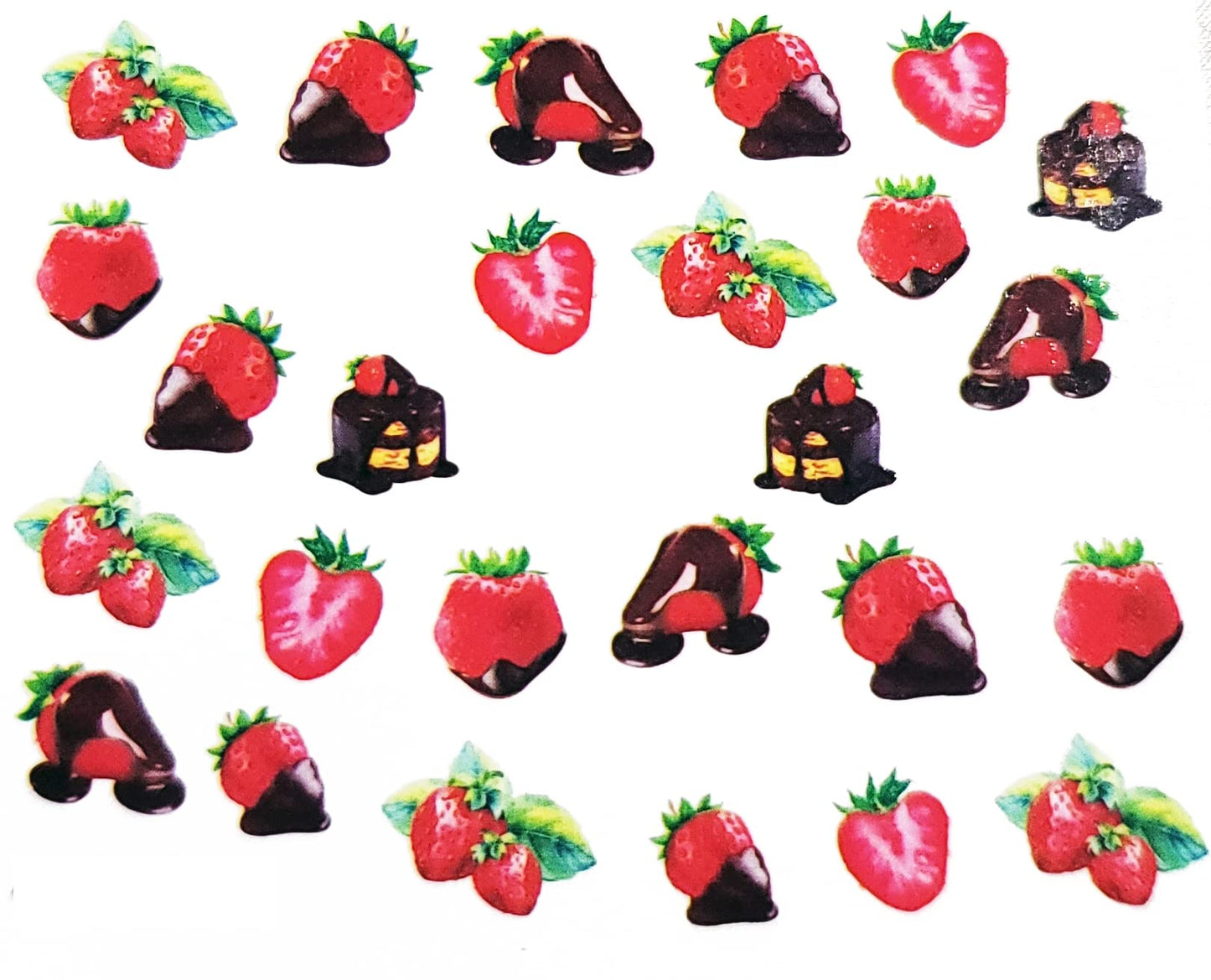 Summer Tropical iNspired Water Nail Decals Fruits Strawberry Chocolate Cherries Cherry - Quality Nail Art - 1 Sheet