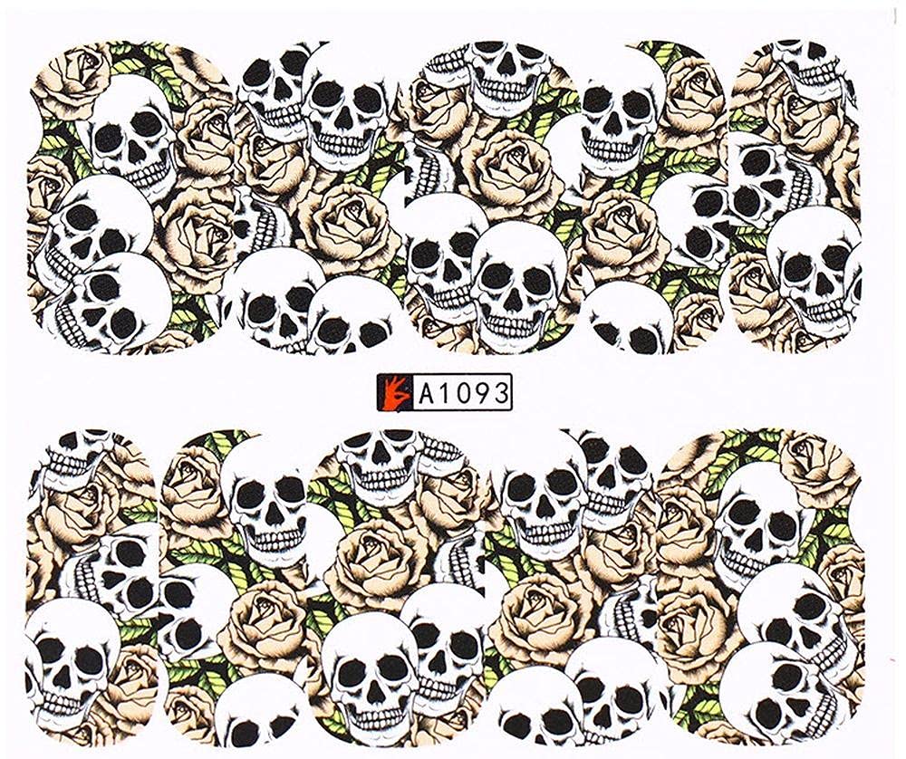 4 Full Sheet Skull of Assorted Water Nail Decal Punk Gothic Rockabilly Skull Nail Wrap Decals Sticker Salon Quality Nail Art - Great for Halloween!