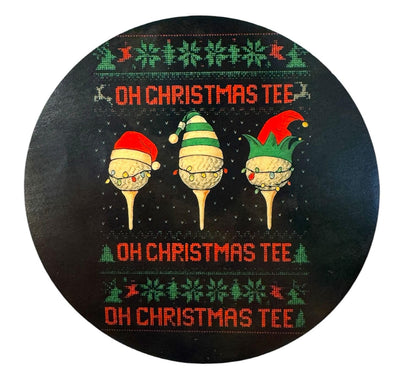 “OH Christmas TEE” Golf Mug with Double-Sided Wooden Coaster | Funny 12oz Ceramic Christmas Mug for Golf Lovers | Holiday Gift/Tasse de Noël Golf 12oz avec Dessous de Verre