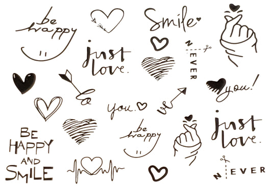 Be Happy and Smile, Hearts and Love Nail Art Water Decals fingernail Art