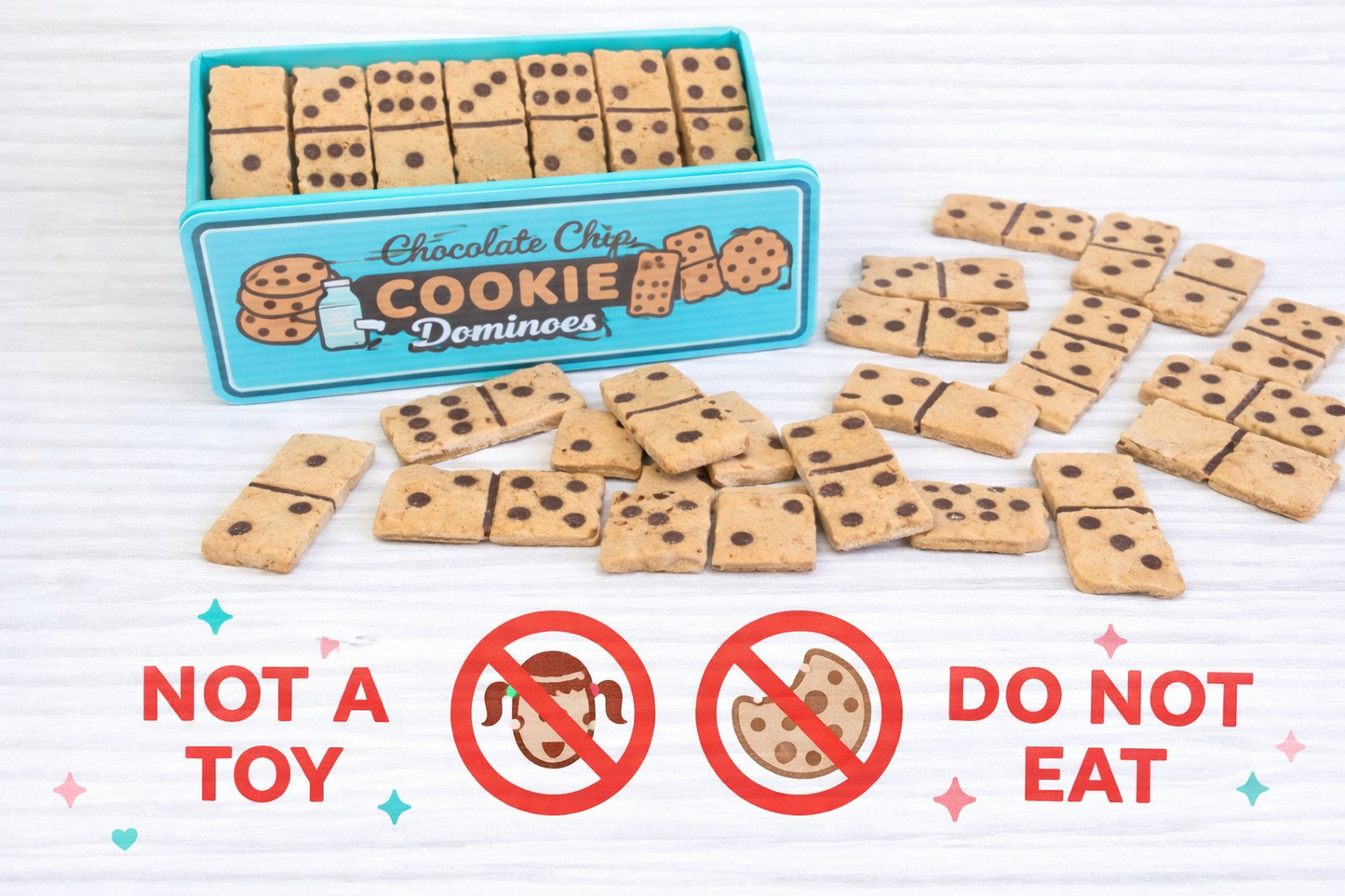 Cookie Domino Set with Storage Box | Cookie-Shaped Decorative Dominoes