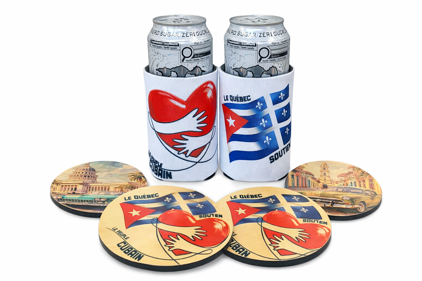 LaCubaQuoise - Combo Sous-verres en bois Cuba – et 2 Can kozzies