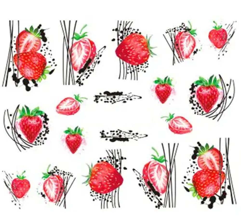 Summer Fruits Water Decals for Fingernail Art - Cherry - Cherries - Orange - Grapefruit - Watermelon - Strawberry - Strawberries