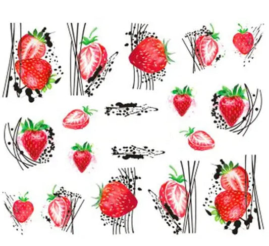 Summer Fruits Water Decals for Fingernail Art - Cherry - Cherries - Orange - Grapefruit - Watermelon - Strawberry - Strawberries
