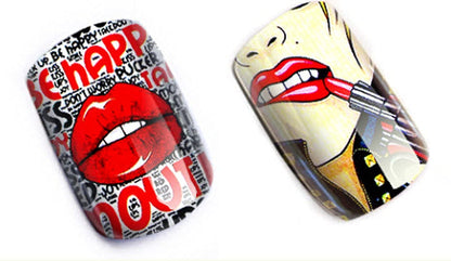 Full Sheet Punk Lips Kiss - Salon Quality Nail Art Nail Wrap Nail Decals - 1 Sheet