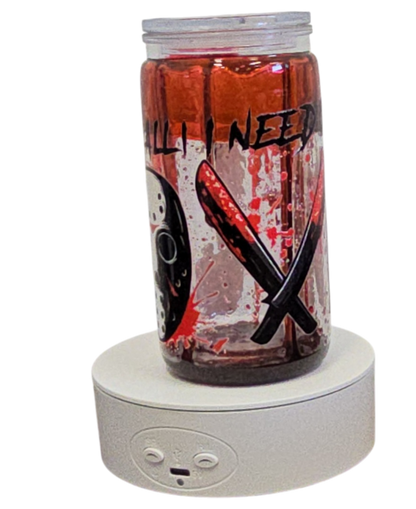 Jason & Freddy 16oz Halloween Snowglobe Tumbler with Straw / Gobelet d’Halloween Jason & Freddy 16oz avec paille