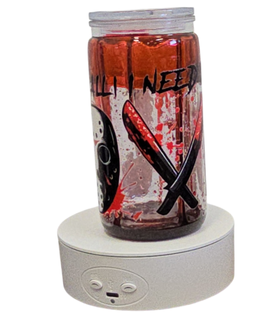 Jason & Freddy 16oz Halloween Snowglobe Tumbler with Straw / Gobelet d’Halloween Jason & Freddy 16oz avec paille