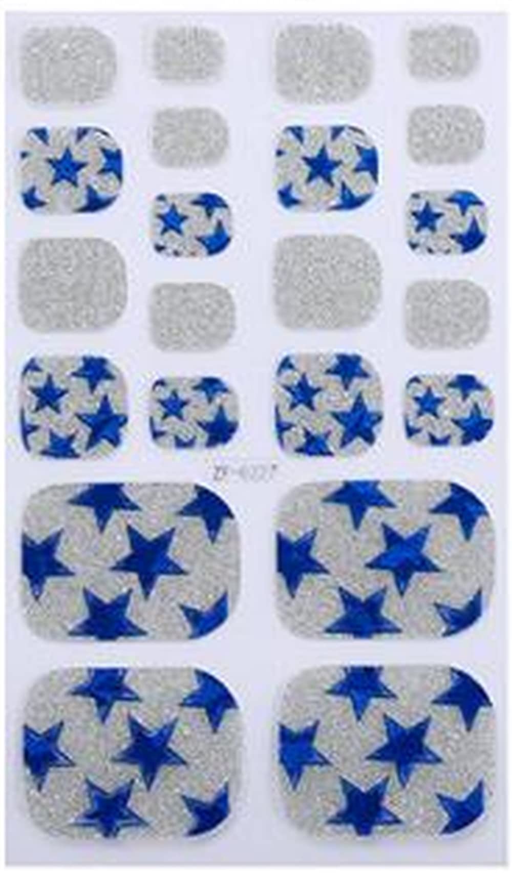 Silver and Blue Stars and Glitter Toe Nail Wraps Show Your Pride for This 4th of July with These Cute Star Inspired Stickers