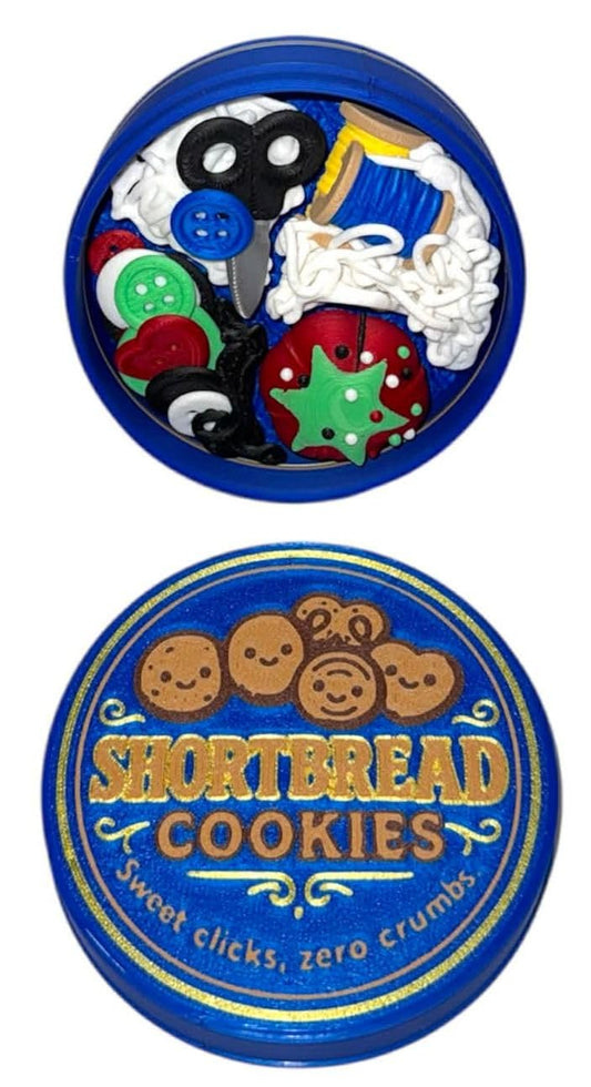 NOT A Toy – Shortbread Cookie Tin–Style Adult Desk Fidget (Blue), Decorative Stress-Relief Clicker, Ages 14+ / Accessoire Sensoriel de Bureau Décoratif - Tactile Desk Accessory - Sensory Desk Object