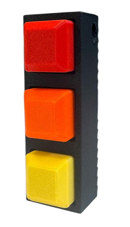 Triple-Sensory Spike Fidget Keychain – Silent Keycaps – Yellow/Orange/Red Stim Stick – 3"×1"×0.9" / Porte-clés Fidget à Pointes – Touches Silencieuses – Jaune/Orange/Rouge