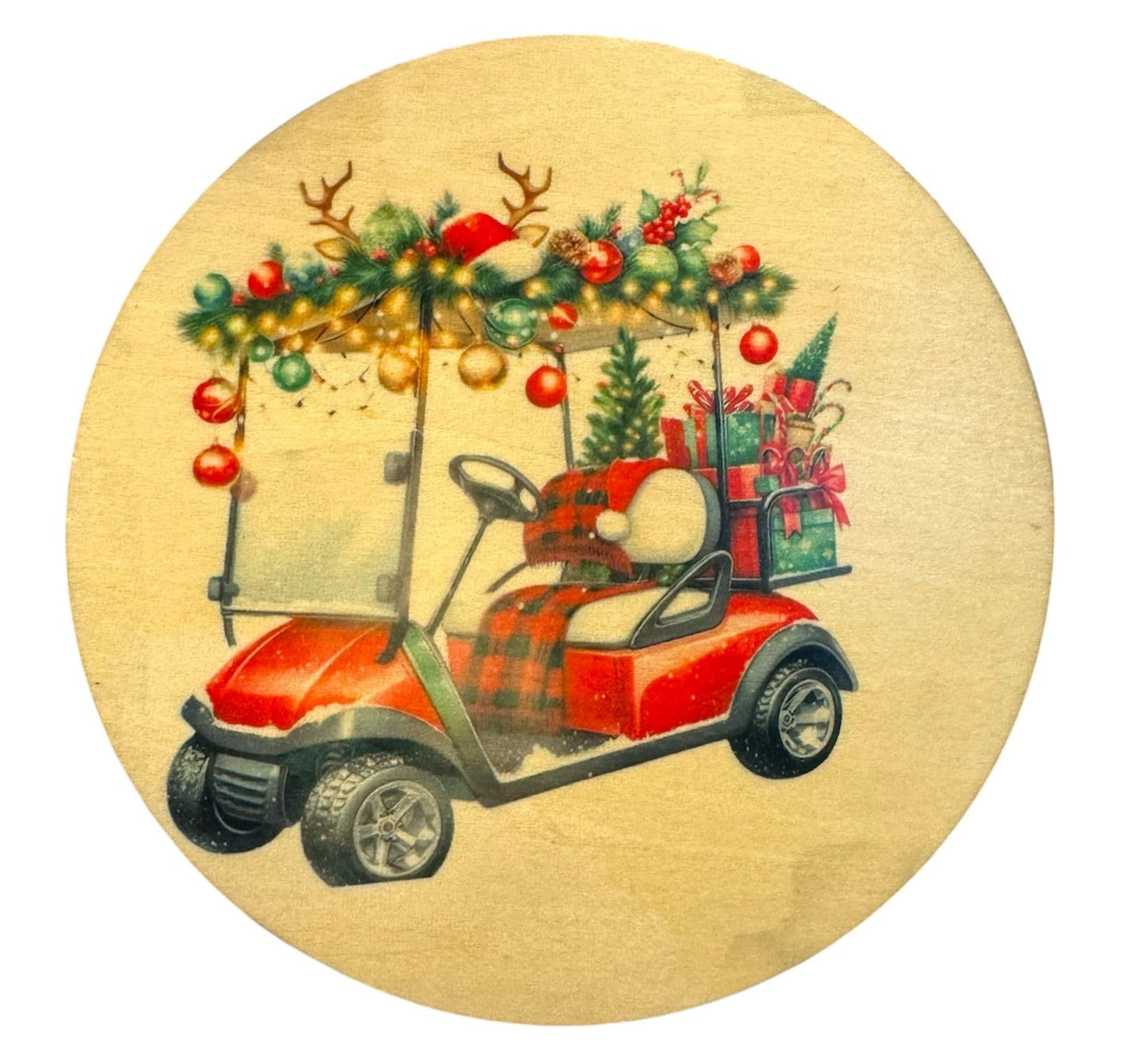 “OH Christmas TEE” Golf Mug with Double-Sided Wooden Coaster | Funny 12oz Ceramic Christmas Mug for Golf Lovers | Holiday Gift/Tasse de Noël Golf 12oz avec Dessous de Verre