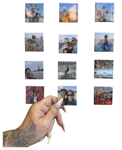 Set of 9 Customizable Handmade Square Magnet 2"x2" for Events, Parties, Graduations/Aimant Carré Personnalisable