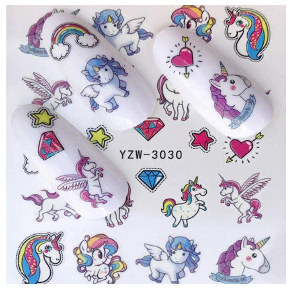 Full Set of 22 Cute Unicorn Nail Sticker Salon Quality Nail Art - Nail Decals