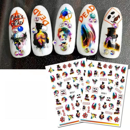 Happy Halloween Trick or treat Joker, Grundge, Steampunk inspired gothic fingernail stickert for nail art DEAD