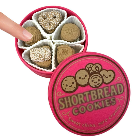 NOT A Toy – Shortbread Cookie Tin–Style Adult Desk Clicker (Pink), Decorative Desk Accessory, Ages 14+ / Accessoire de Bureau Décoratif - Tactile Desk Accessory - Sensory Desk Object