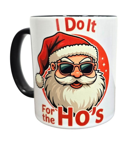 Christmas Mug & Coaster Set – 12 oz “Merry Kiss My Ass/I Do It for The Ho’s” Design – Handmade Holiday Gag Gift/Ensemble Tasse et Sous-verre humoristique de Noël 12 oz – Cadeau drôle fait Main