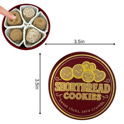 NOT A Toy – Shortbread Cookie Tin–Style Adult Desk Clicker (Red), Decorative Desk Accessory, Ages 14+ / Accessoire de Bureau Décoratif - Tactile Desk Accessory - Sensory Desk Object
