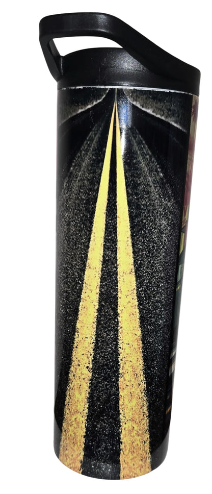 20oz Isothermic Car Enthusiast Tumbler with Straw – JDM Street Racing Art, Neon Drift Cars, Highway Road Design Handmade Sublimation/Gobelet Isothermique 20oz Voiture Drift Artisanal