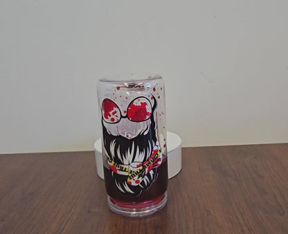 True Crime Junkie 16oz Blood Drip Halloween Snowglobe Tumbler with Straw / Gobelet d’Halloween True Crime Junkie 16oz Effet Sanglant avec paille