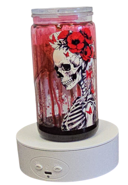 Skeleton Blood Drip 16oz Halloween Snowglobe Tumbler with Straw / Gobelet d’Halloween Gouttes de Sang 16oz avec paille