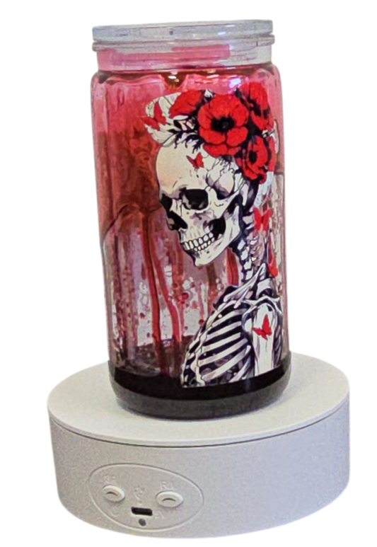 Skeleton Blood Drip 16oz Halloween Snowglobe Tumbler with Straw / Gobelet d’Halloween Gouttes de Sang 16oz avec paille