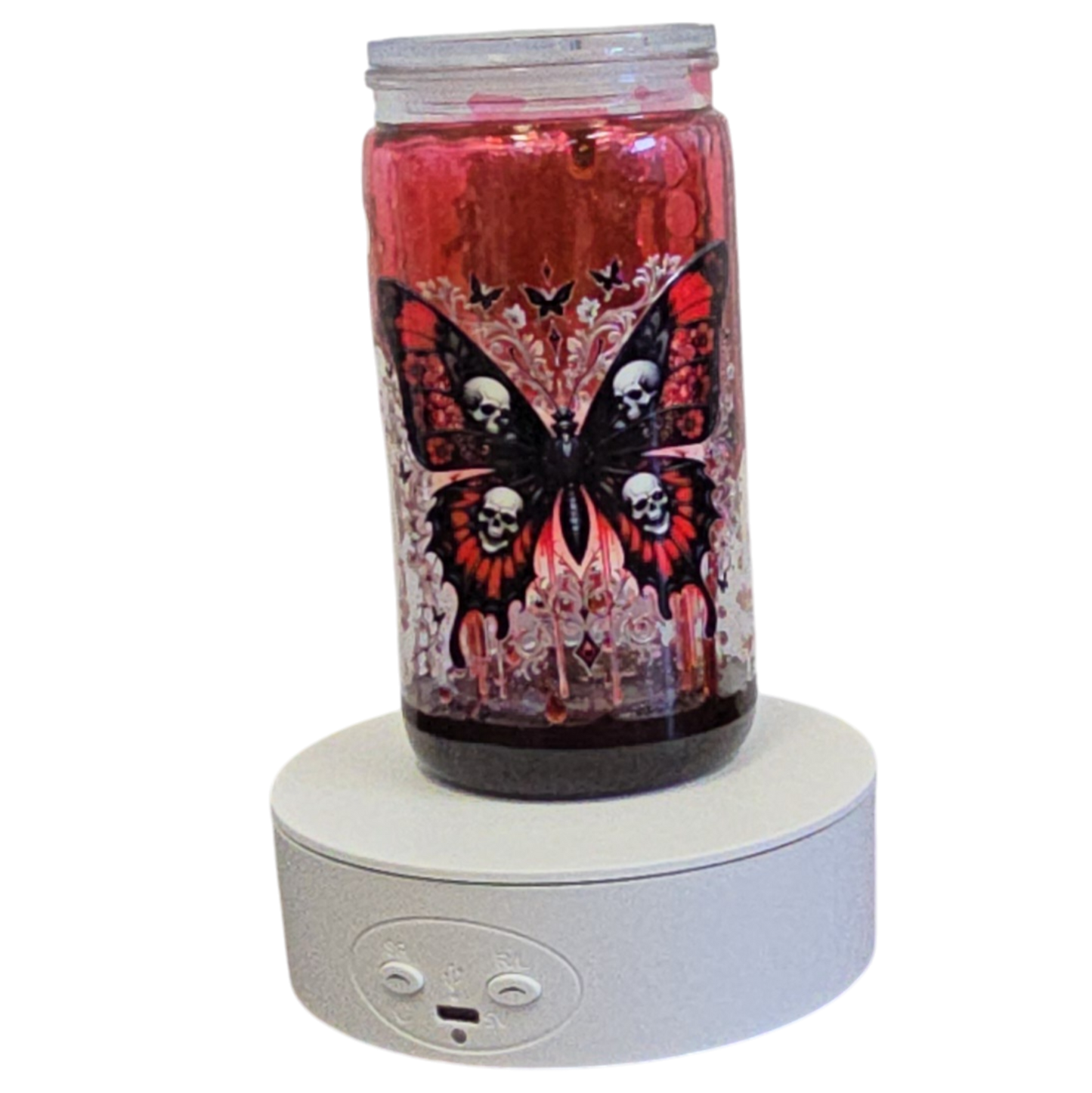 Skeleton Blood Drip 16oz Halloween Snowglobe Tumbler with Straw / Gobelet d’Halloween Gouttes de Sang 16oz avec paille