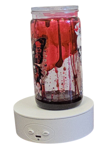 Skeleton Blood Drip 16oz Halloween Snowglobe Tumbler with Straw / Gobelet d’Halloween Gouttes de Sang 16oz avec paille