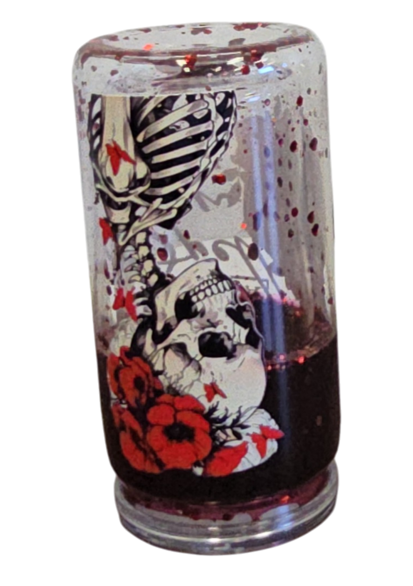 Skeleton & Skull Blood Drip 16oz Halloween Snowglobe Tumbler with Straw / Gobelet d’Halloween Gouttes de Sang 16oz avec paille (Copy)