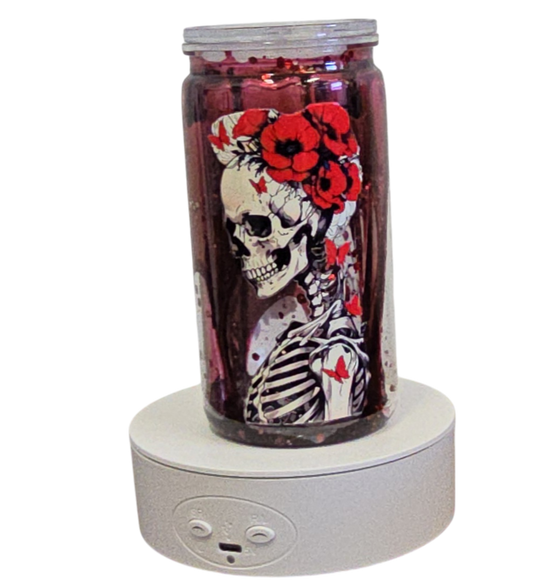 Skeleton & Skull Blood Drip 16oz Halloween Snowglobe Tumbler with Straw / Gobelet d’Halloween Gouttes de Sang 16oz avec paille (Copy)